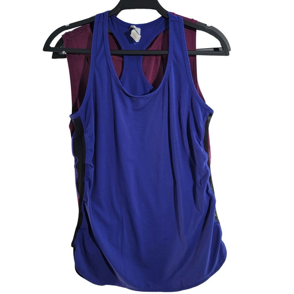 Bundle of x2 Fabletics Blue Tank Top & Purple Top Sleeveless Women's Sz S-FLAWED